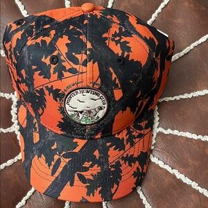 Urban Outfitters Orange and Black Tree Camo Baseball Cap